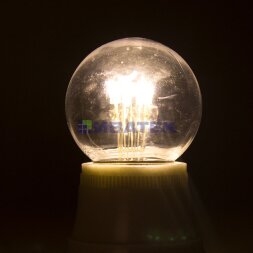 Ретро-лампа светодиодная диаметр 45мм, E27, 6 LED, 2Вт, ТЕПЛЫЙ БЕЛЫЙ, прозрачная колба, 230В NEON-NIGHT