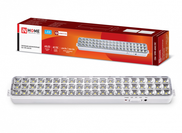 Светильник светодиодный аварийный СБА 1098-60DC 60 LED 2.0Ah lithium battery DC IN HOME