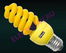 Энергосберегающая лампа Flesi Spiral Color 15W 220V E27 Yellow 124x45, желтый, HS15Y04E27 (100шт/кор)