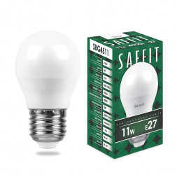 Лампа светодиодная, 11W 230V E27 4000K G45, SBG4511