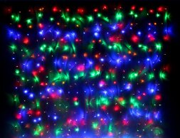 Гирлянда Занавес 2 x 3 м Разноцветный 220В, 600 LED, Провод Прозрачный ПВХ, IP54