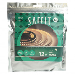 Лента светодиодная SST01 SAFFIT 60SMD(2835)/m 6Вт/м 12V 5000*8*1.22мм 3000K, IP20
