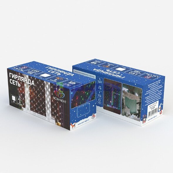 Гирлянда Сеть 1,5х1,5м, прозрачный ПВХ, 150 LED Белые