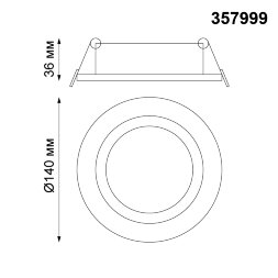 357999 NT19 091 белый Встраиваемый поворотный светильник IP20 LED 3000К 15W 85-265V STERN