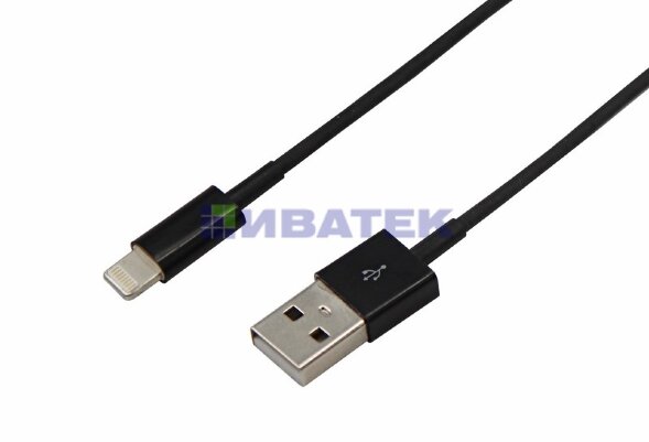 Кабель USB-A – Lightning для Apple, 1А, 1м, ПВХ, черный REXANT