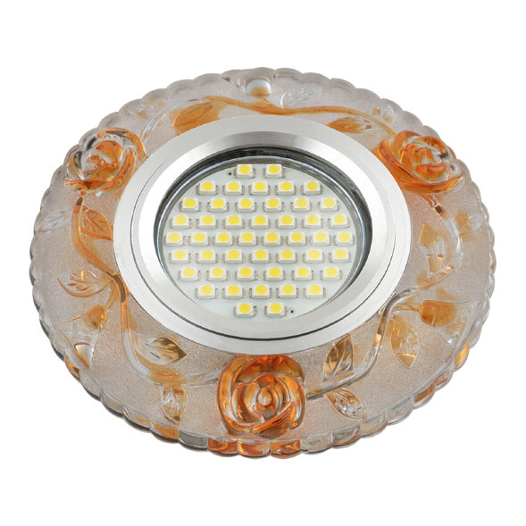 DLS-L150 GU5.3 GLASSY-GOLD Светильник декоративный встраиваемый. серия Luciole. Без лампы. цоколь GU5.3. Доп. светодиодная подсветка 3Вт. Стекло. Зеркальный-светло-коричневый. ТМ Fametto