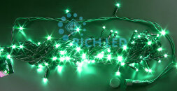 Светодиодная гирлянда Нить 10 м, 100 LED, 24 В, соединяемая,зеленая, черный провод