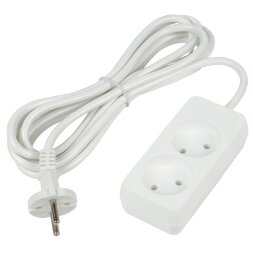 S-CU2-3 WHITE Удлинитель серии Ultra, шнур 3м., 2 гнезда, 10A, б/з. Белый. TM Uniel