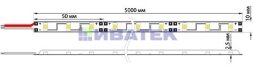 Лента светодиодная 12В, SMD5050, 14,4Вт/м, 60 LED/м, 3000K, 10мм, 5м, IP20 LAMPER