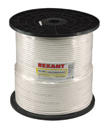 Кабель коаксиальный RG-59U, 75Ом, Cu/Al/Cu, 64%, 305м, INDOOR, белый REXANT
