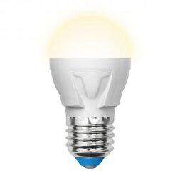 LED-G45 7W-WW-E27-FR PLP01WH Лампа светодиодная. Форма шар. матовая. Серия ЯРКАЯ. Теплый белый свет 3000K. Картон. ТМ Uniel