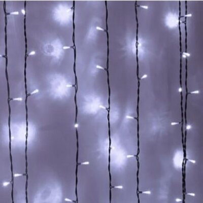 Гирлянда Занавес 1 x 9 м Белый 220В, 900 LED, Провод Черный Каучук, IP65