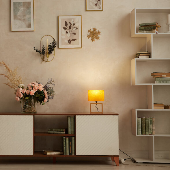 UML-B401 E27 ORANGE-WOOD Светильник настольный декоративный под лампу Е27. 40W. Механический выключатель. Оранжевый. ТМ Uniel