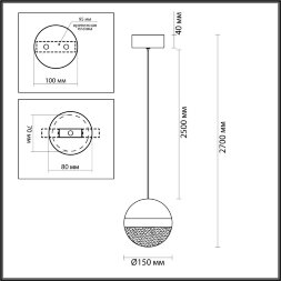 5036/12L L-VISION ODL24 511 ант.бронза/прозрачн/молочный/металл/акрил Подвес LED 12W 4000K 600лм RON