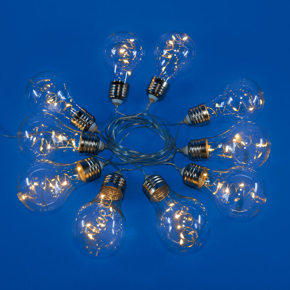 ULD-S1800-050/STB/3AA WARM WHITE IP20 RETRO BULBS-1 Гирлянда светодиодная «Лампочки ретро-1», на батарейках 3AA (не в/к),  1,8м. 50 светодиодов. Теплый белый свет. Провод прозрачный. TM Uniel