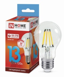 2035604 Лампа светодиодная LED-A60-deco 13Вт 230В Е27 4000К 1370Лм прозрачная IN HOME