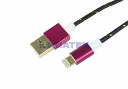 Кабель USB-A – Lightning для Apple, 2,4А, 1м, нейлон, серый REXANT