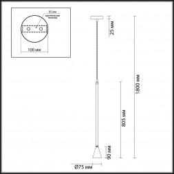 3884/1B ODL20 213 черный/металл Подвесной светильник GU10 50W 220V PIPA