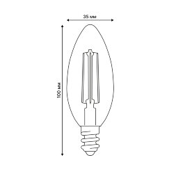 LED-C35-6W-3000K-E14-CL-DIM-SLF Лампа светодиодная. диммируемая. Форма свеча. прозрачная. Теплый белый свет 3000K. ТМ Volpe