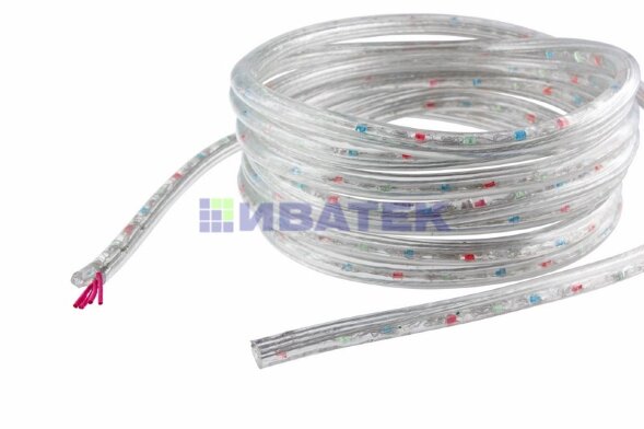 Дюралайт LED трехжильный 230В 13мм 30 LED/м МУЛЬТИ (RYGB) свечение с динамикой модуль 1м бухта 100м NEON-NIGHT