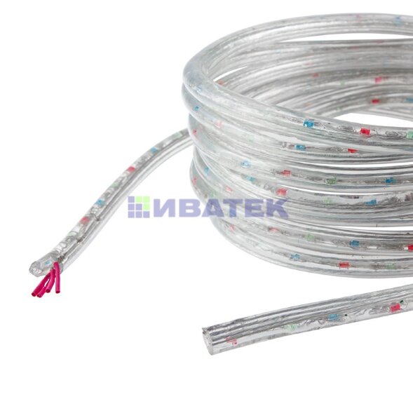 Дюралайт LED трехжильный 230В 13мм 30 LED/м МУЛЬТИ (RYGB) свечение с динамикой модуль 1м бухта 100м NEON-NIGHT