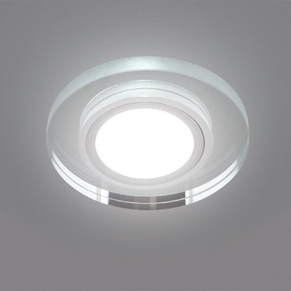 DLS-P106 GU5.3 CHROME-SILVER Светильник декоративный встраиваемый ТМ Fametto. серия Peonia. Без лампы. цоколь GU5.3. Основание металл. цвет хром. Отделка стекло. цвет серебро.