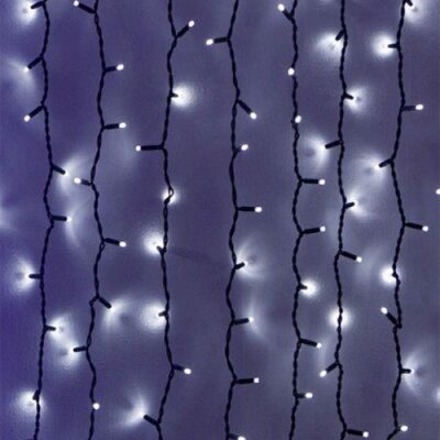 Гирлянда Занавес 1 x 6 м Белый 220В, 600 LED, Провод Черный Каучук, IP65