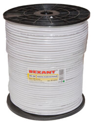 Кабель коаксиальный RG-6U, 75Ом, Cu/Al/Cu, 64%, 305м, INDOOR, белый REXANT