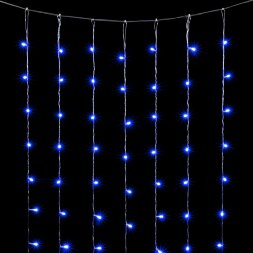 Гирлянда Занавес Облегченный 2 x 3 м Синий 220В, 600 LED, Провод Прозрачный ПВХ, IP54