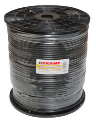 Кабель коаксиальный RG-6U, 75Ом, Cu/Al/Cu, 64%, 305м, OUTDOOR, черный REXANT