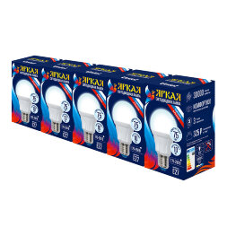 LED-A60 10W-NW-E27-FR PLP01WH Набор из 5штук Лампа светодиодная. Форма А матовая. Серия Яркая. Белый свет 4000K. Uniel