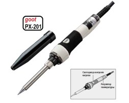 goot PX-201, паяльник с регулятором температуры; Раб. t=250-450°С (керамический нагреватель)  220В,