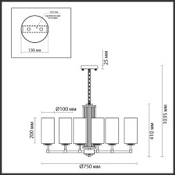 4990/8 HALL ODL23 403 матов. золотой/белый/стекло Люстра E27 8*40W KASALI