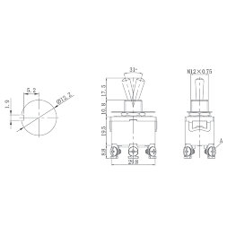 Тумблер 250V 15А (6c) (ON)-OFF-(ON) двухполюсный  (KN-223)  REXANT