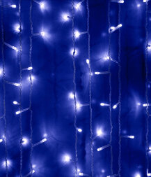 Гирлянда Занавес 2 x 2 м Синий 220В, 400 LED, Провод Прозрачный ПВХ, IP54