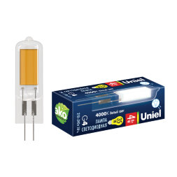 LED-JC-220-6W-4000K-G4-CL GLZ08TR Лампа светодиодная. прозрачная. Белый свет 4000К. Картон. ТМ Uniel.