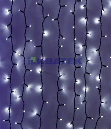 Гирлянда Занавес 2 x 2 м Белый 220В, 400 LED, Провод Черный Каучук, IP65