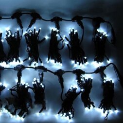 Гирлянда Занавес 2 x 2 м Белый 220В, 400 LED, Провод Черный Каучук, IP65