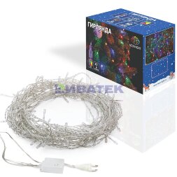 Гирлянда Твинкл Лайт 10 м, прозрачный ПВХ, 80 LED, цвет Мультиколор