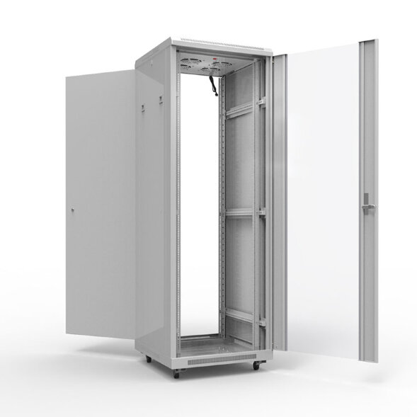 Шкаф напольный 19" серии Standart 42U 600х1000мм, передняя дверь стекло, задняя дверь металл, RAL 70