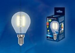 LED-G45-6W-WW-E14-FR PLS02WH Лампа светодиодная. Форма шар. матовая. Серия Sky. Теплый белый свет. Картон. ТМ Uniel.