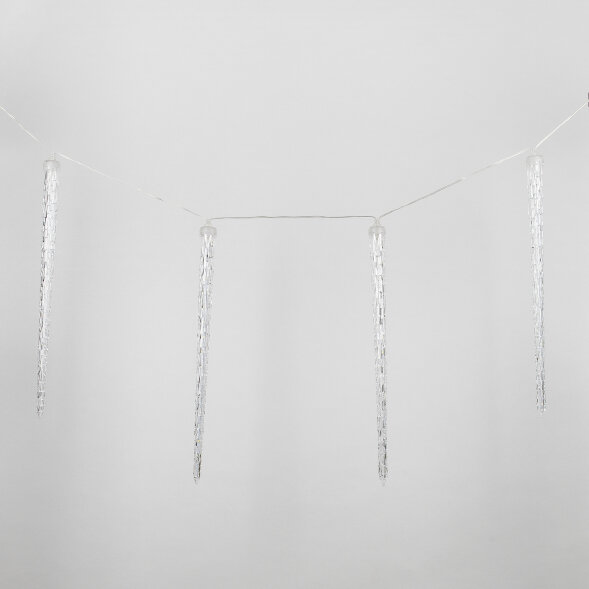 ULD-E3005-300-DTK WHITE IP44 ICICLE Занавес светодиодный фигурный Сосульки. соединяемый. 2.7х0.42м. 10 подвесов. Белый свет. Провод прозрачный. TM Uniel.