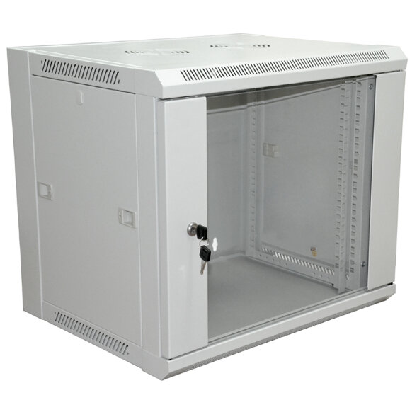 Шкаф настенный 19" 18U 600x600x964мм (ШxГxВ) - передняя дверь стекло, боковые стенки съемные (разобранный) RAL 7035 REXANT PRO