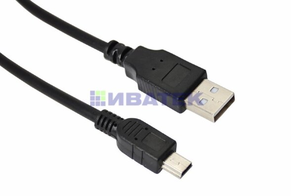 Кабель USB-A – mini USB, 1А, 0,2м, ПВХ, черный REXANT