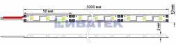 Лента светодиодная 12В, SMD5050, 14,4Вт/м, 60 LED/м, 3000К, 10мм, 5м, IP65 LAMPER