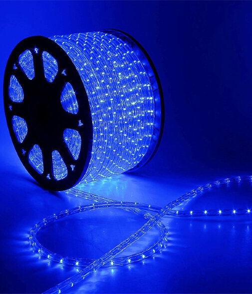 27-102 Светодиодный Дюралайт O13 мм Синий 24В, 36 LED/м, Свечение 360°, IP65, Бухта 100м