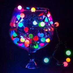 Гирлянда светодиодная Мультишарики O17,5мм 20м 200 LED RGB черный ПВХ IP65 быстрая смена цвета 24В NEON-NIGHT