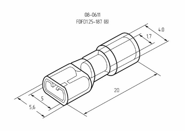Клемма плоская полностью изолированная РППи-м 1.5-(4.8)/РпИмп 1,25-5-0,8 гнездо 5.6 мм 0.5-1.5 мм2 REXANT