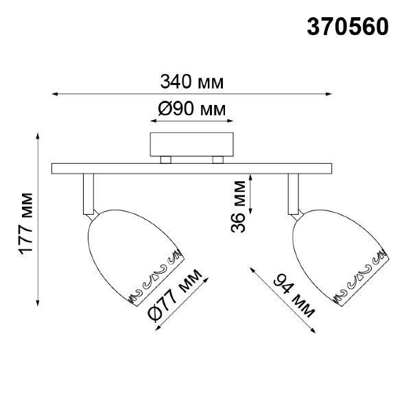 370560 NT19 107 медь Накладной светильник IP20 GU10 2*50W 230V VETERUM