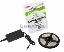Лента светодиодная 12В, SMD5050, 14,4Вт/м, 60 LED/м, желтый, 10мм, 5м, IP65 LAMPER